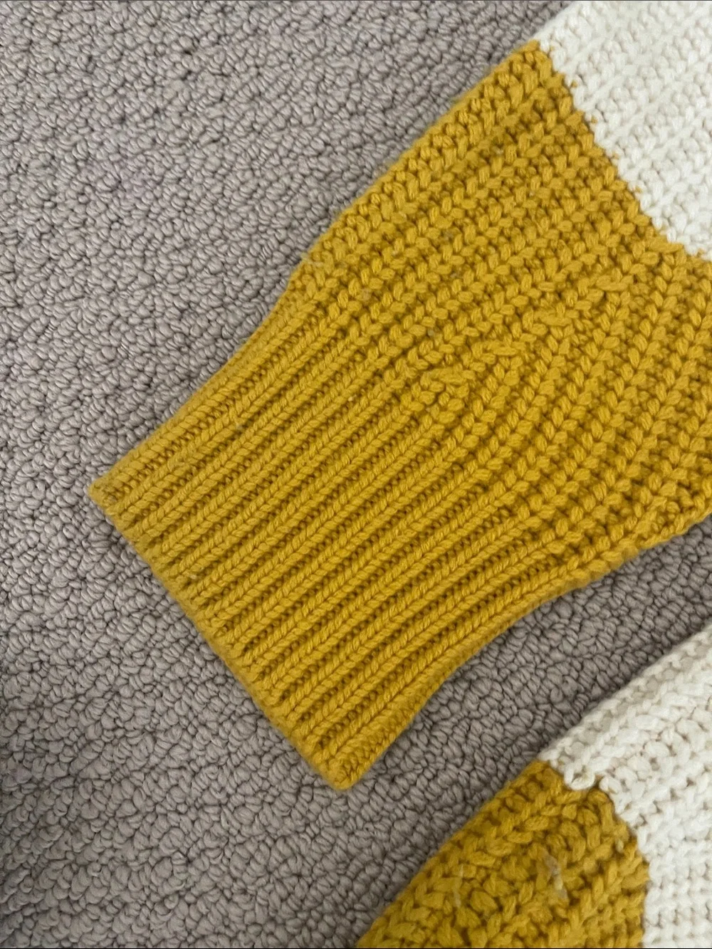 JCrew Striped Mock Neck Sweater - Mustard & Cream